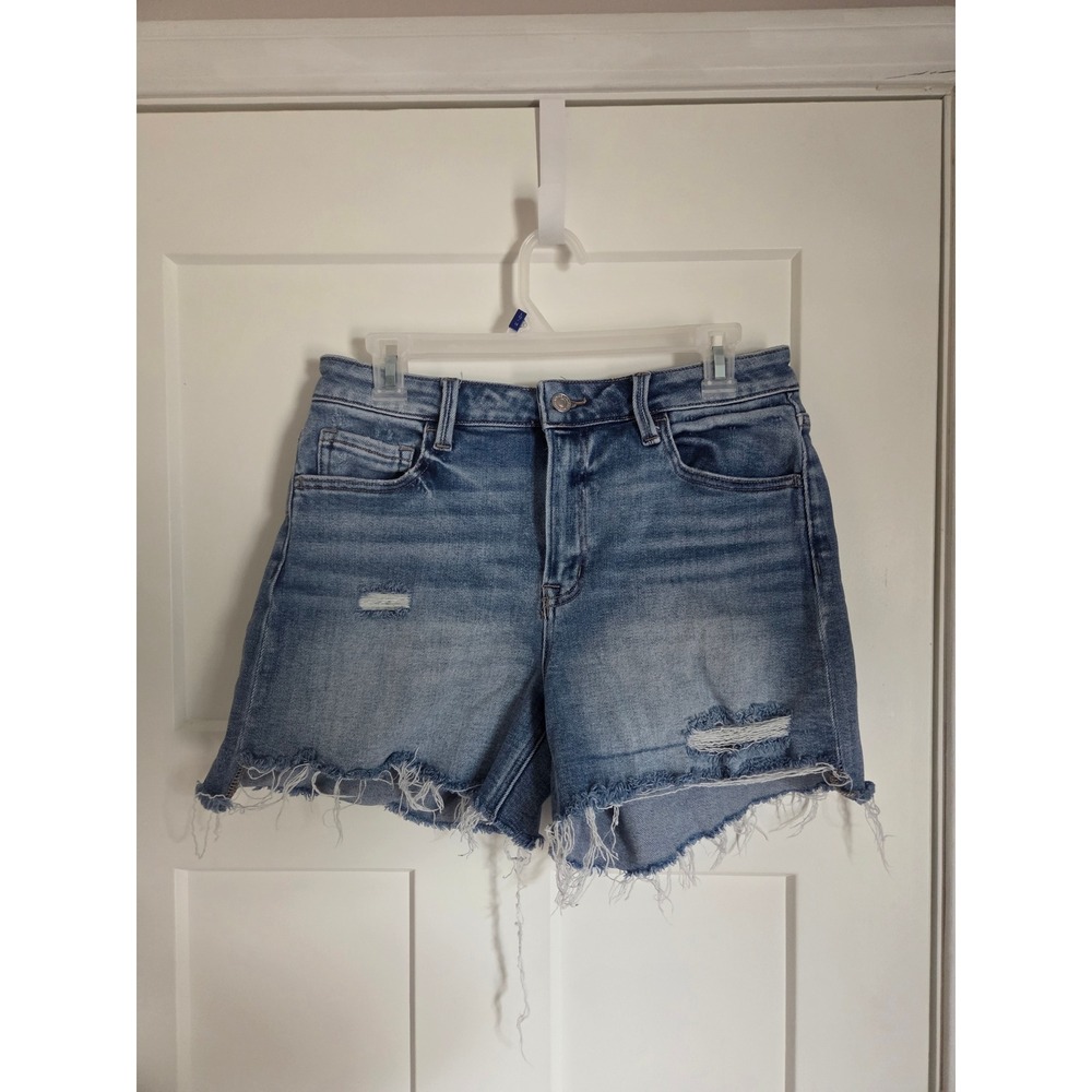 Flying‎ Monkey Distressed Denim Shorts Medium Wash Raw Hem Size 30 F6120